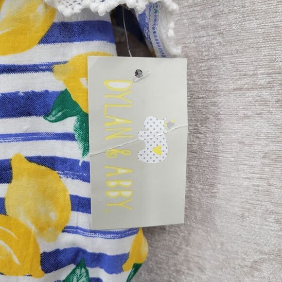 Dylan & Abby Blue Stripes Yellow Lemon Bubble Romer Cotton Girls 18mo NEW - Picture 4 of 12